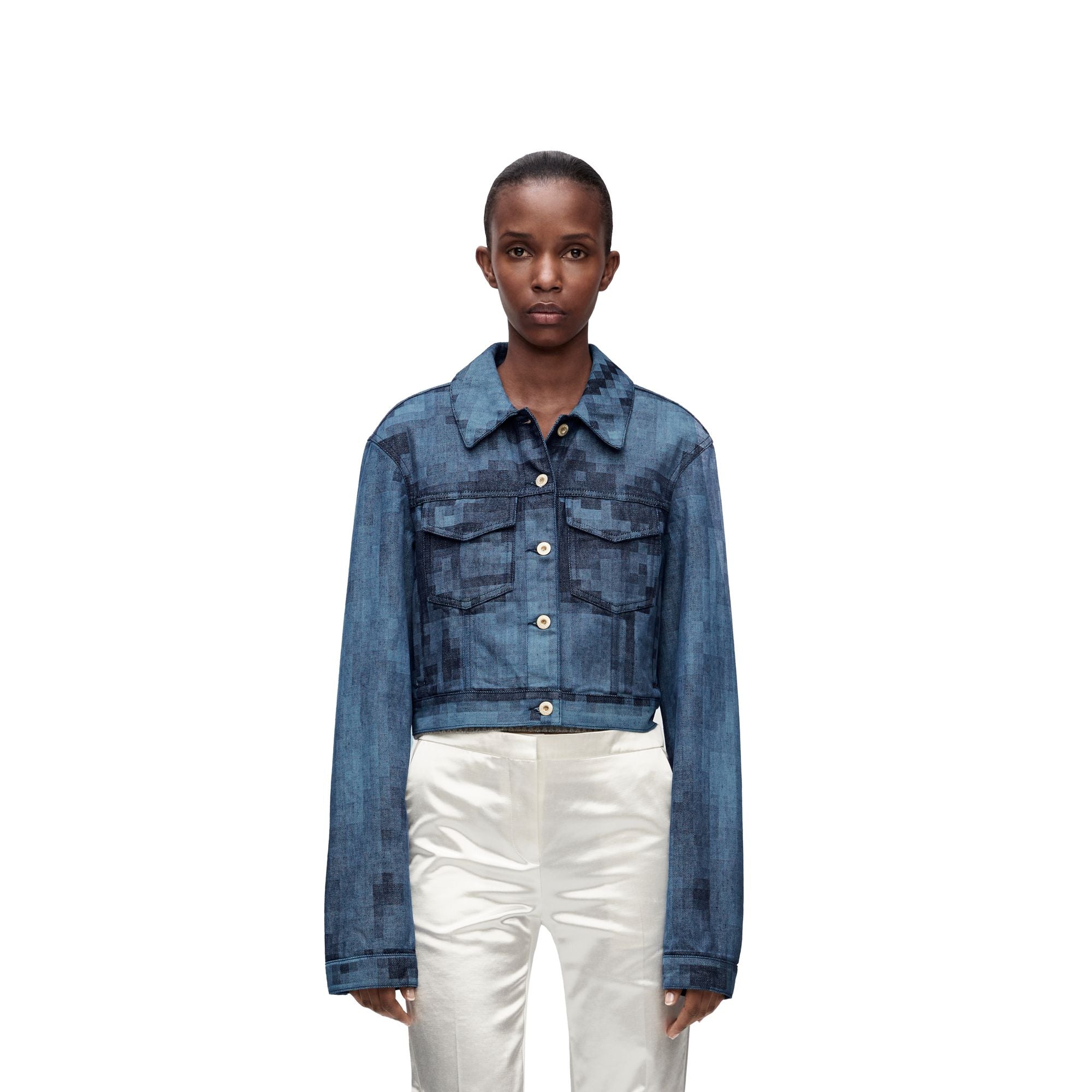 Women Pixelated Jacket - Raw Denim