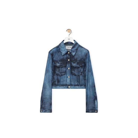 Women Pixelated Jacket - Raw Denim