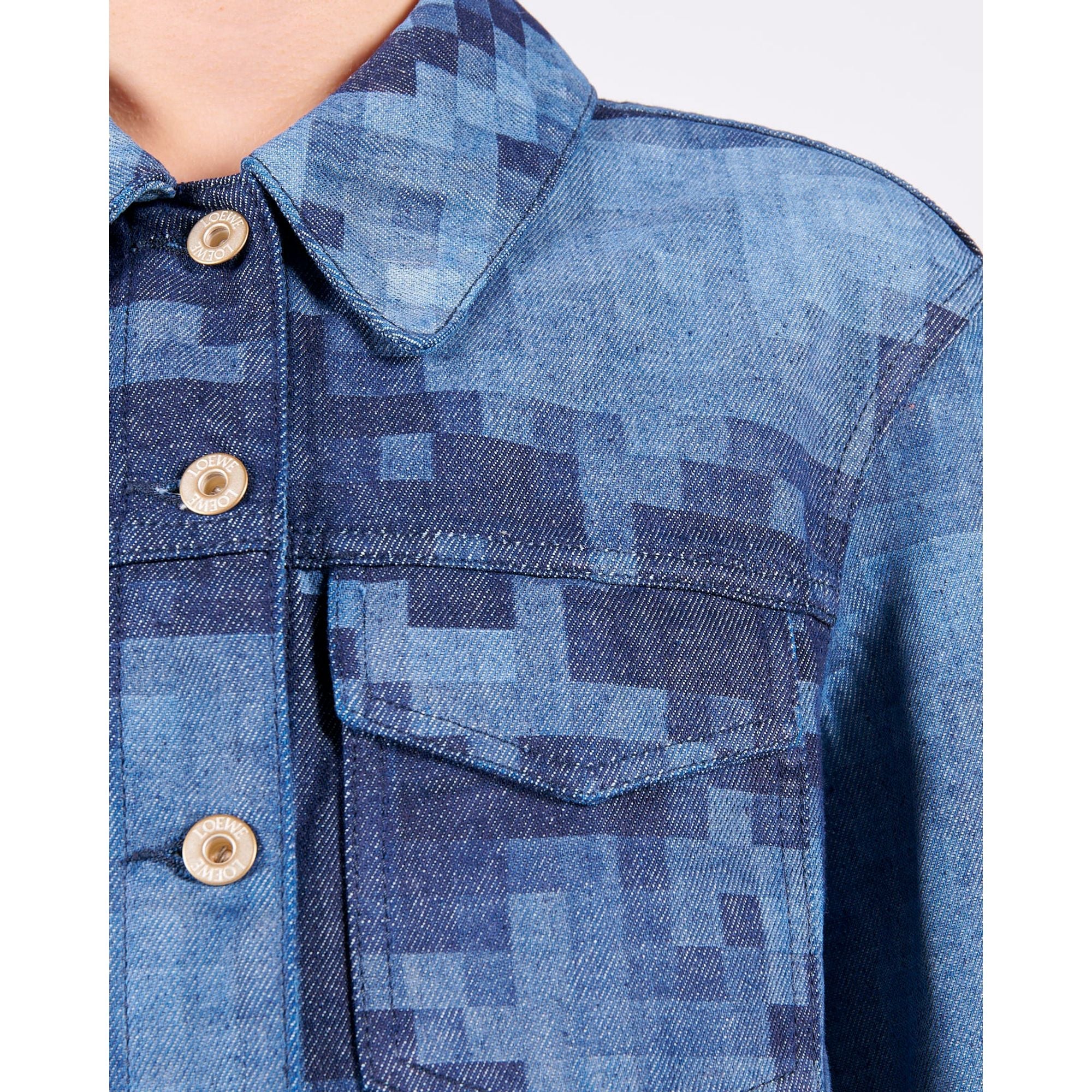Women Pixelated Jacket - Raw Denim