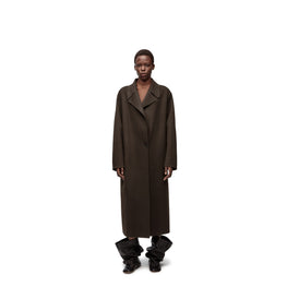Women Single Breasted Coat - Dark Chocolate Brown