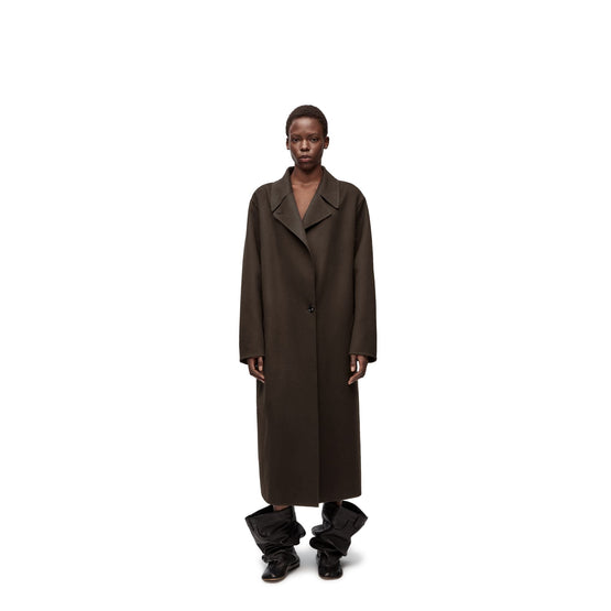 Women Single Breasted Coat - Dark Chocolate Brown
