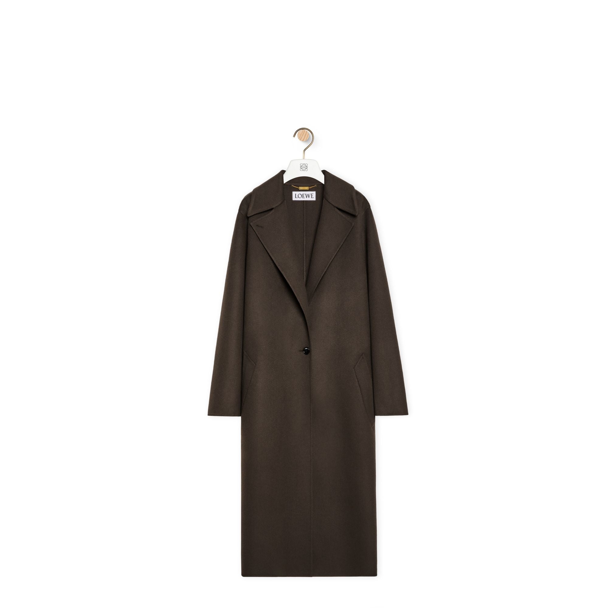 Women Single Breasted Coat - Dark Chocolate Brown