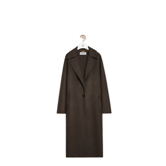 Women Single Breasted Coat - Dark Chocolate Brown