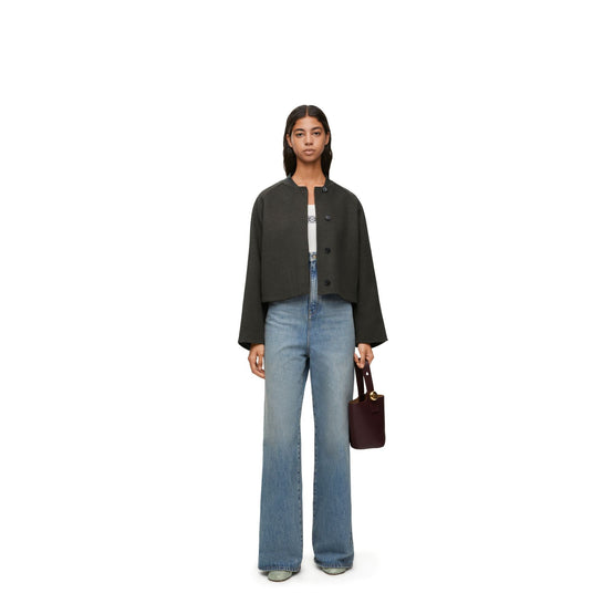 Women Cropped Jacket - Kakhi Melange