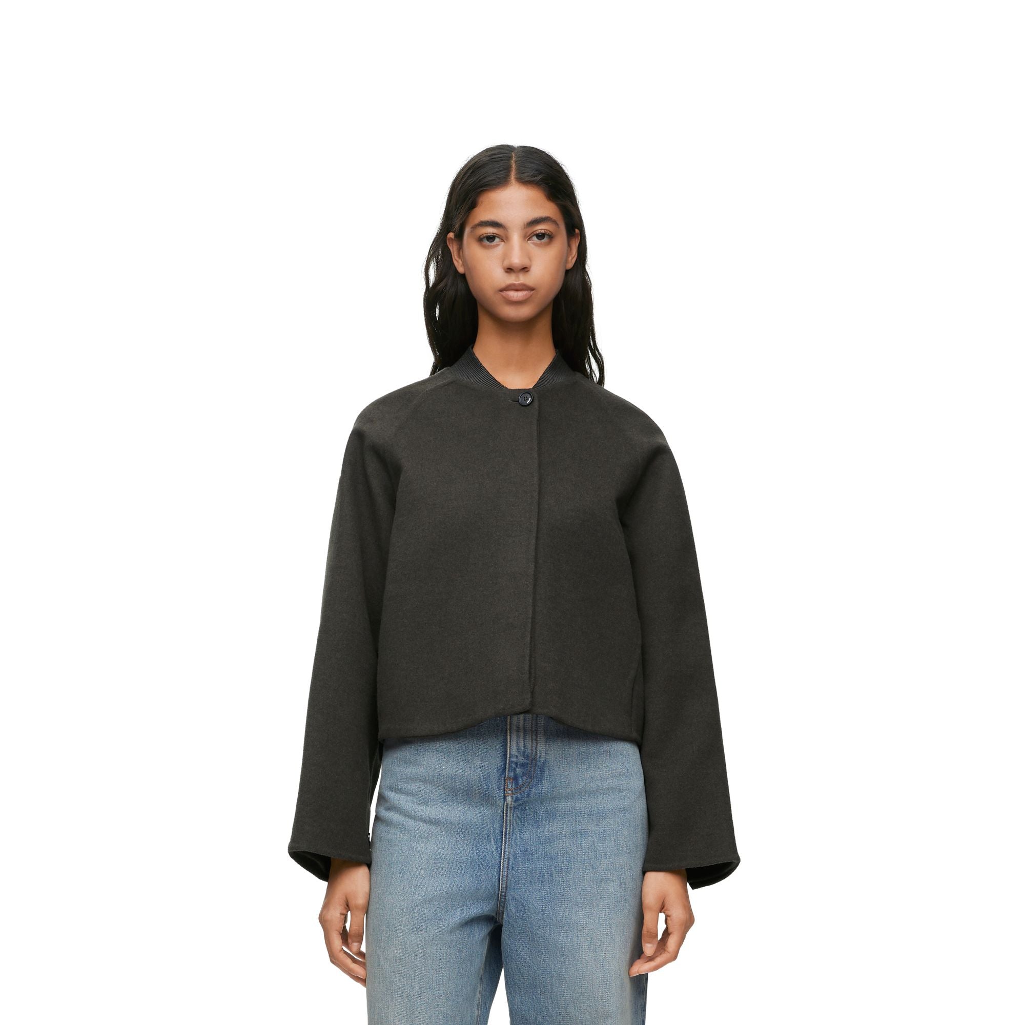 Women Cropped Jacket - Kakhi Melange