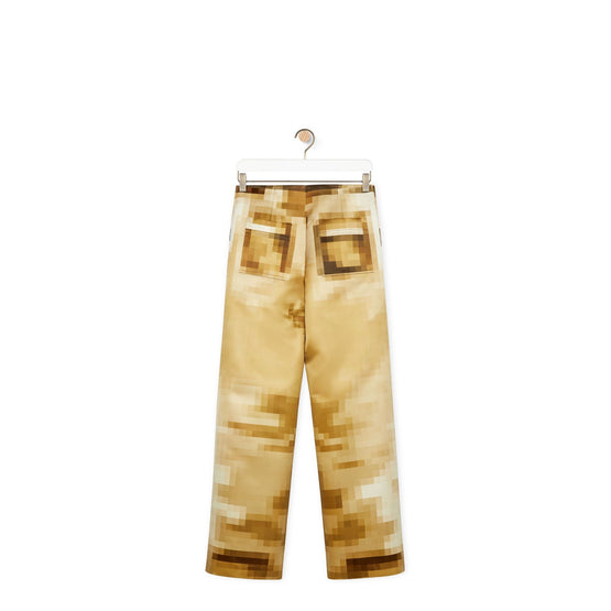 Women Pixelated Trousers - Camel/Multicolor