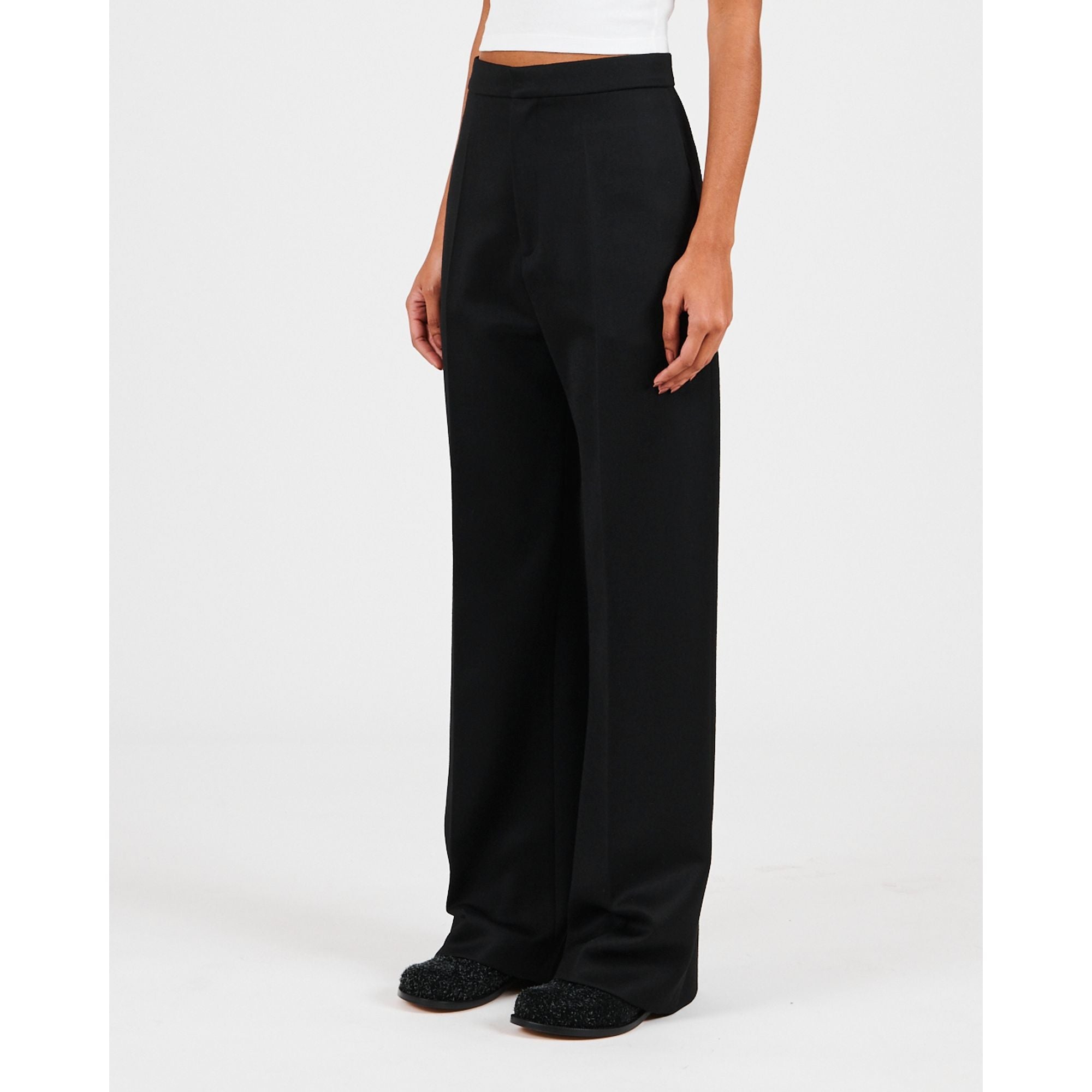 Women High Waisted Trousers Af - Black