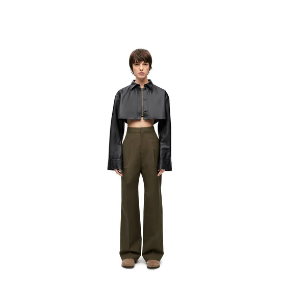 Women High Waisted Trousers Af - Dark Moss