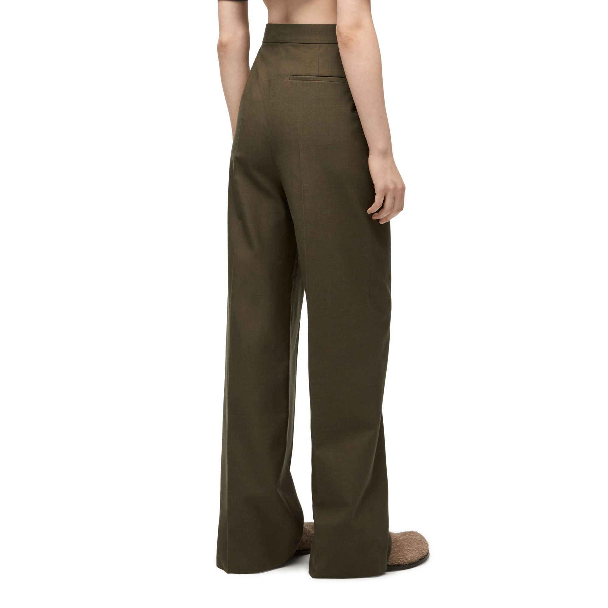 Women High Waisted Trousers Af - Dark Moss
