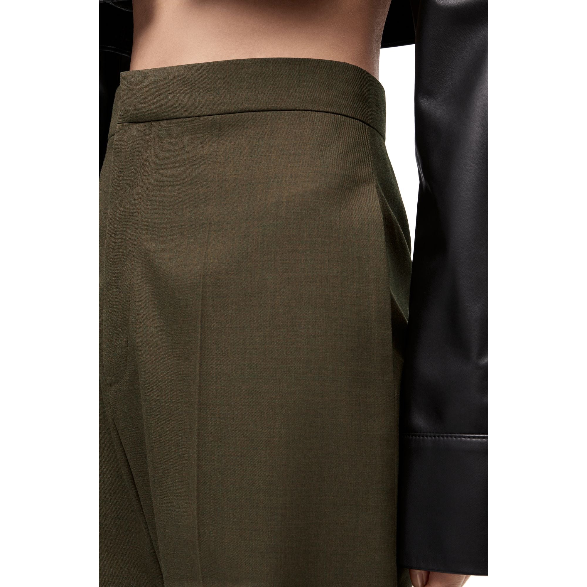 Women High Waisted Trousers Af - Dark Moss