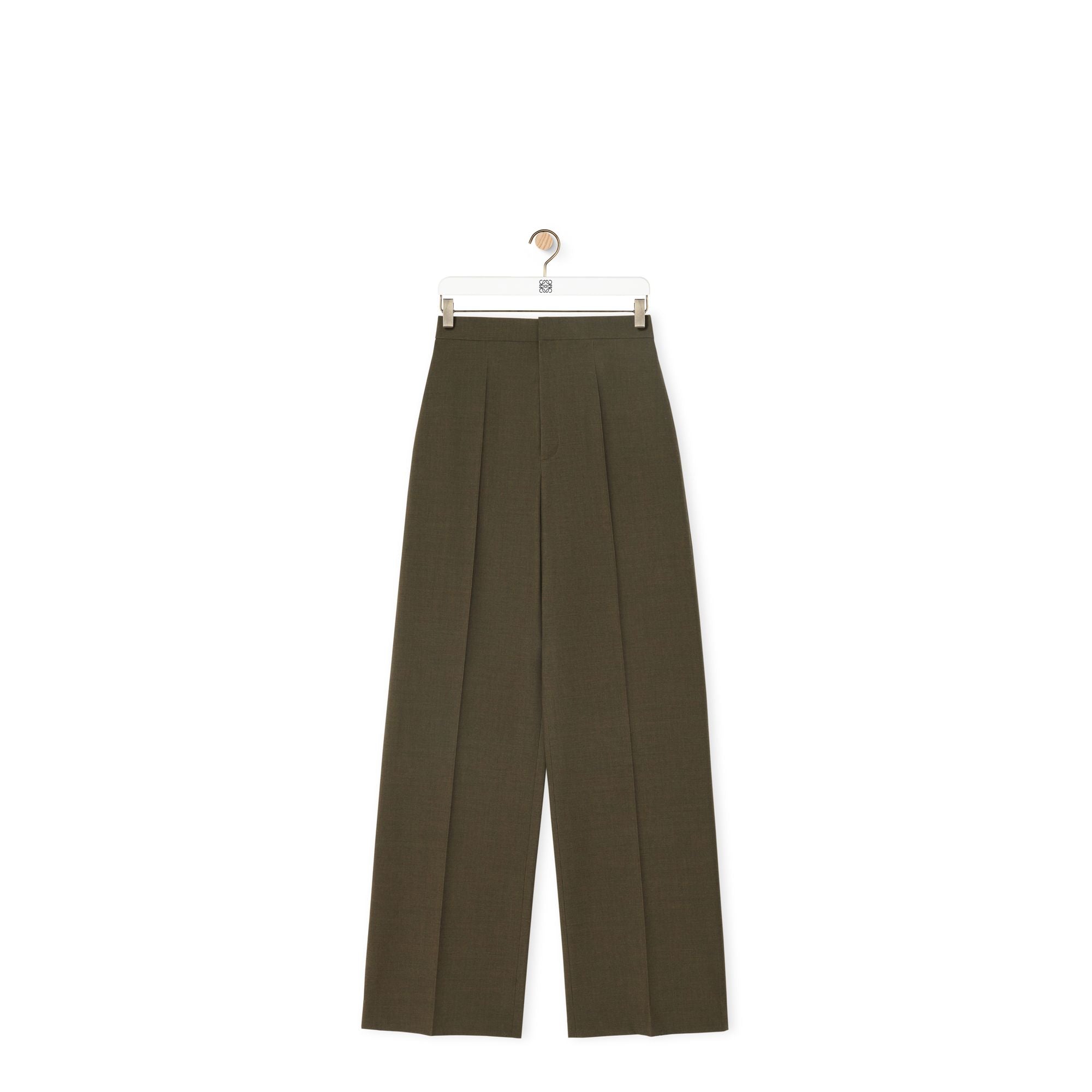 Women High Waisted Trousers Af - Dark Moss