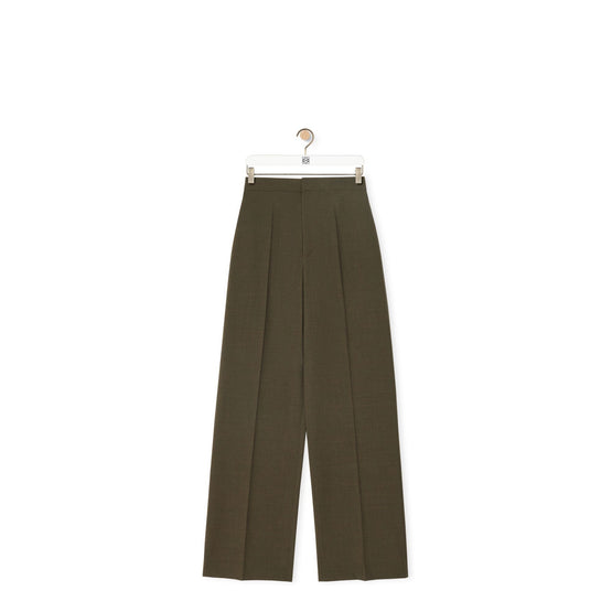 Women High Waisted Trousers Af - Dark Moss