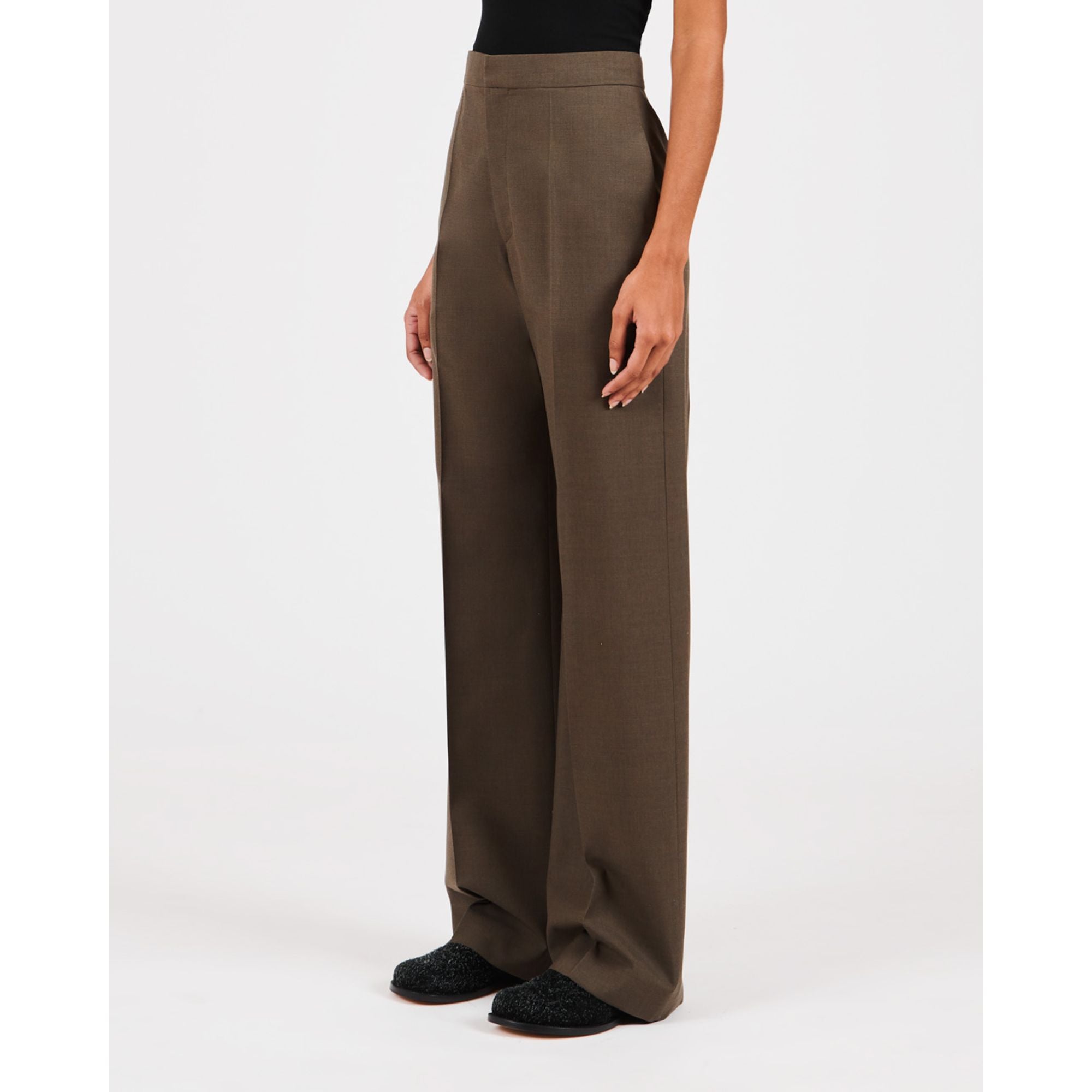 Women High Waisted Trousers Af - Dark Moss