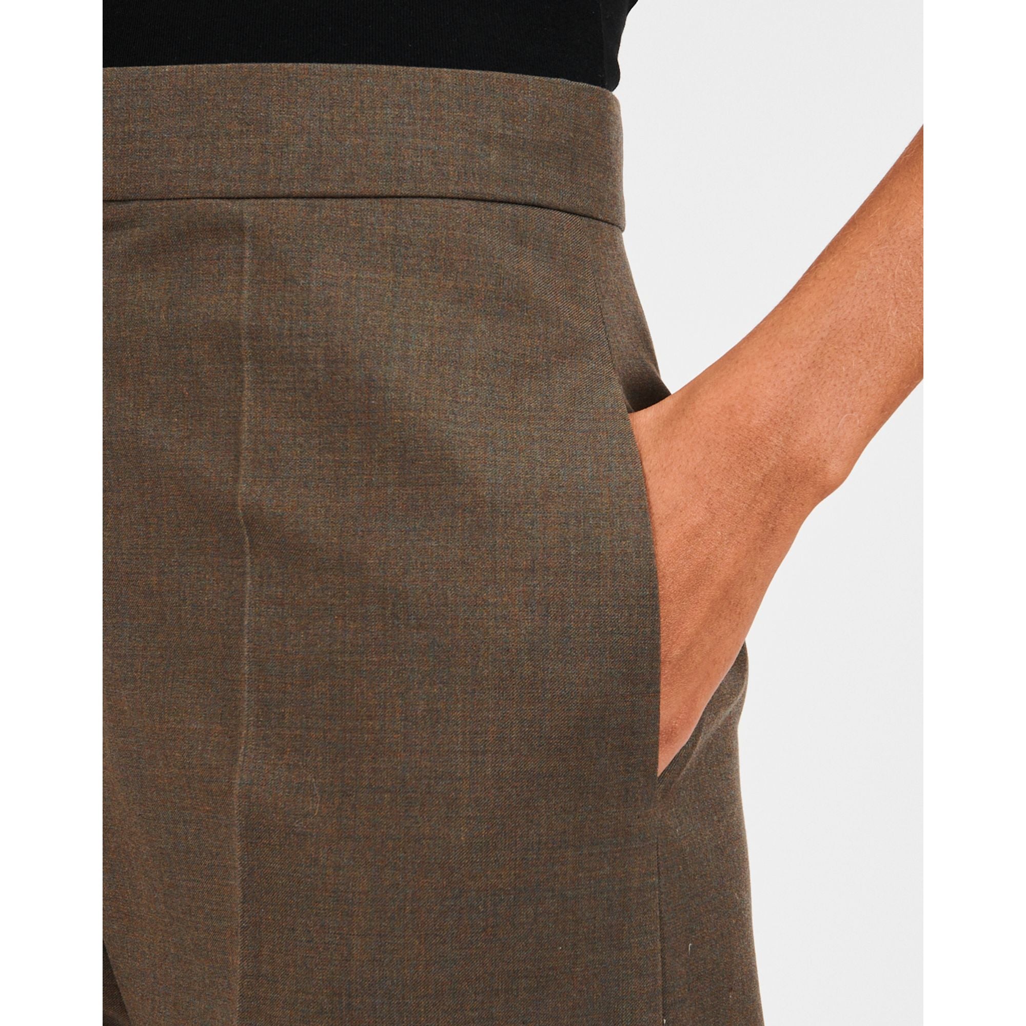 Women High Waisted Trousers Af - Dark Moss