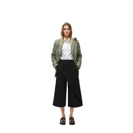 Women Wrapped Cropped Trousers - Black