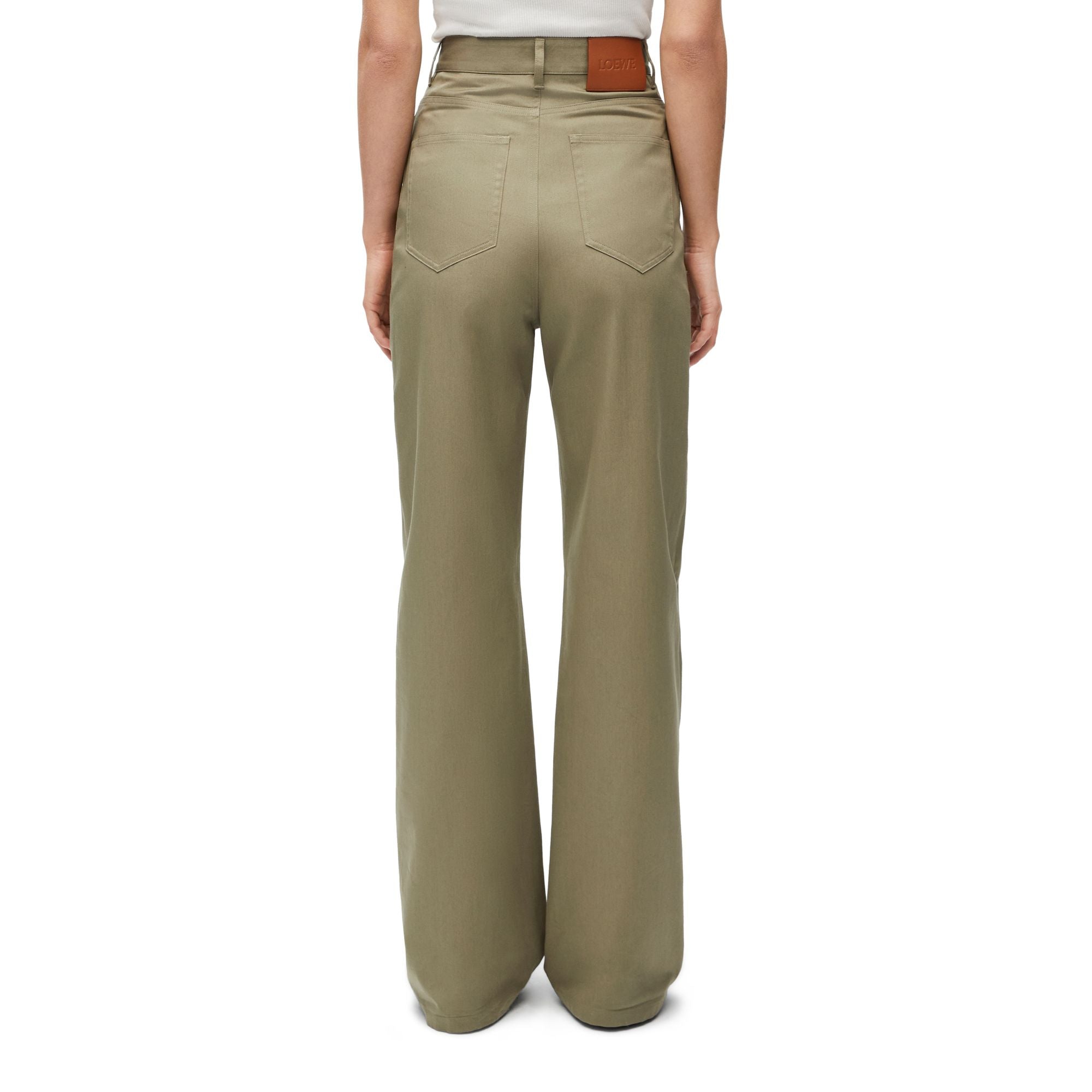 Women High Waisted Trousers - Military Green