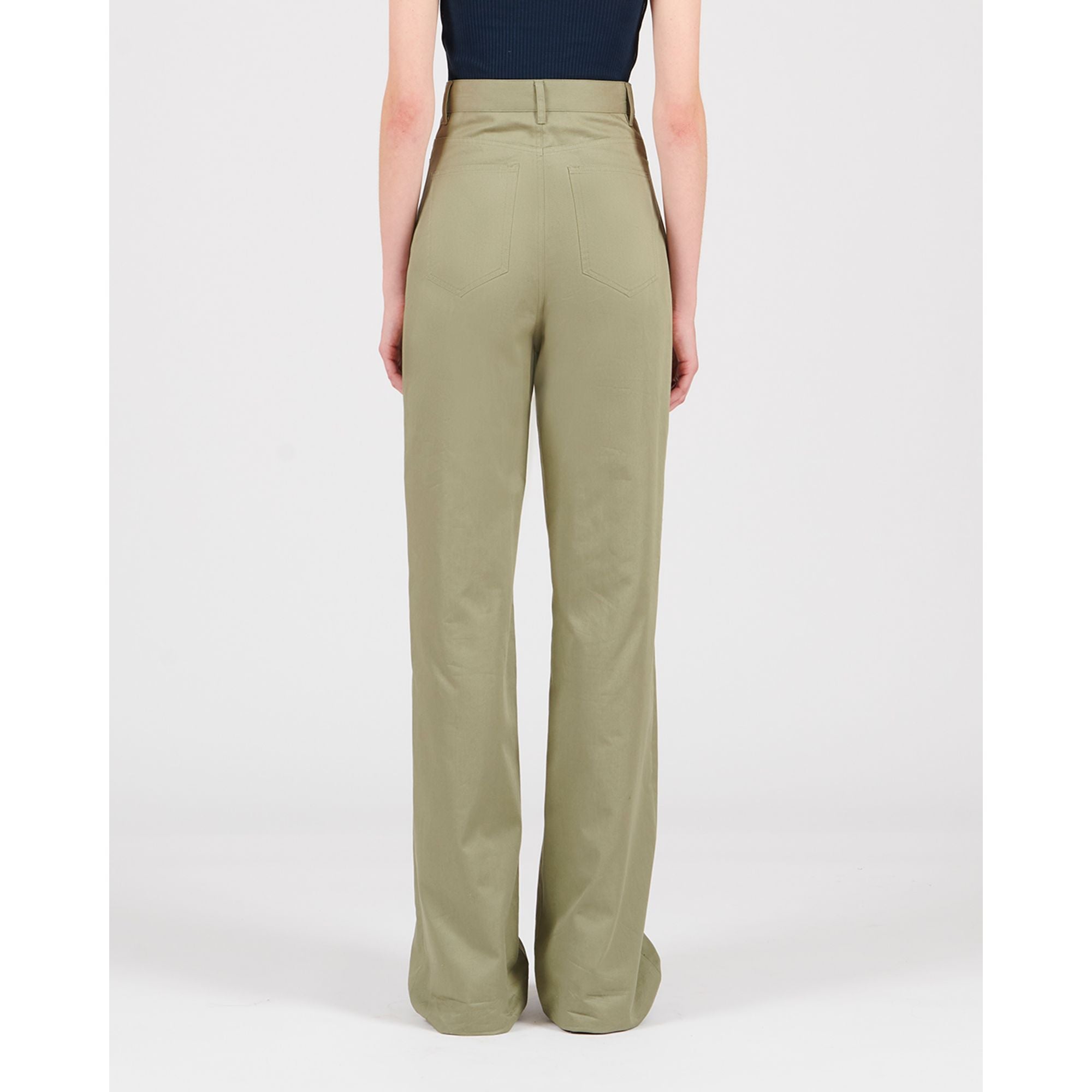 Women High Waisted Trousers - Military Green