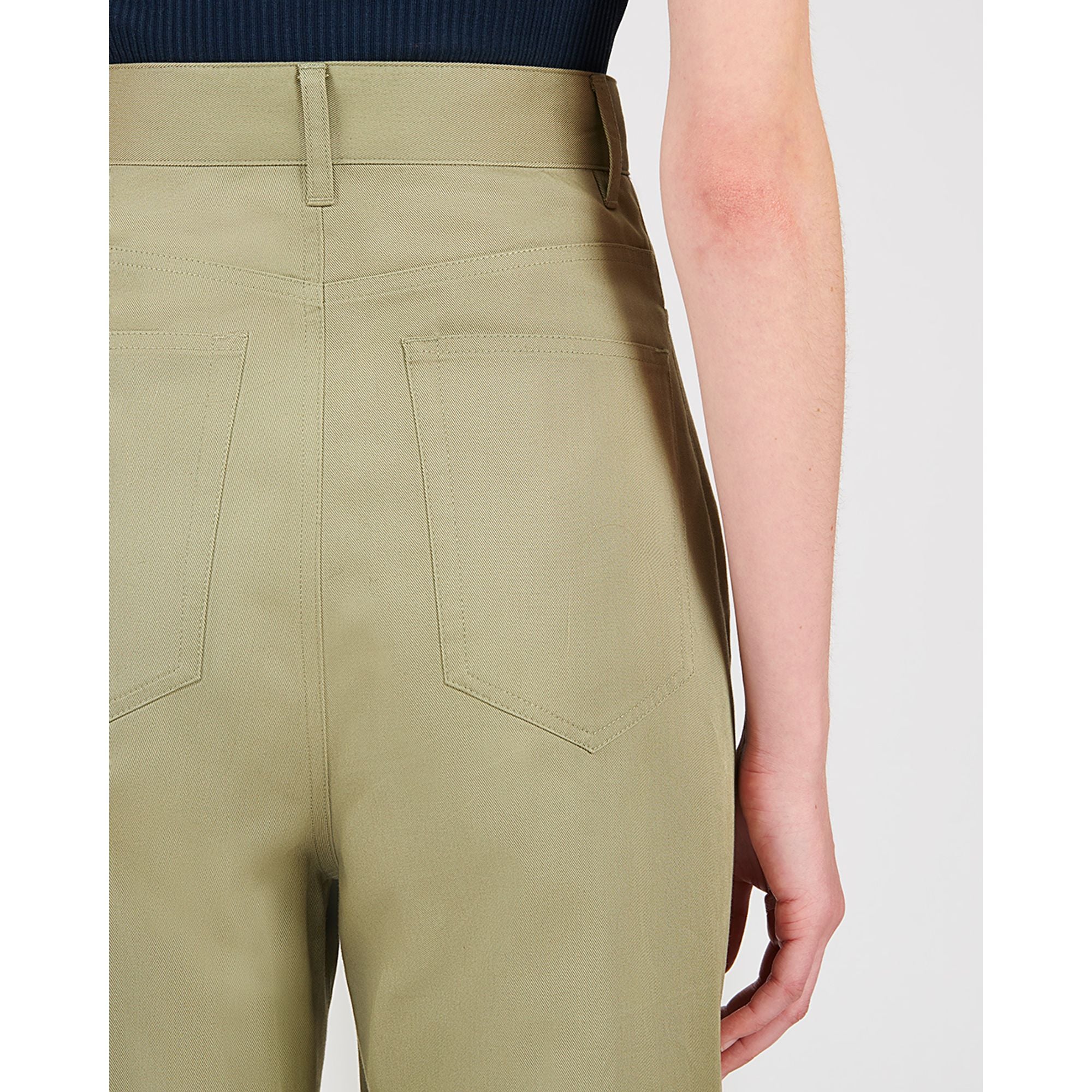 Women High Waisted Trousers - Military Green