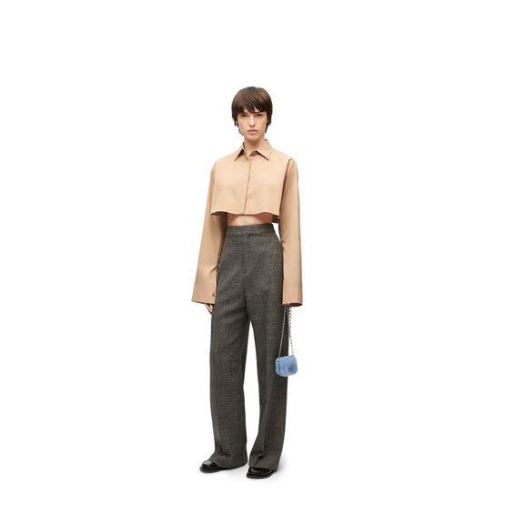 Women Cropped Shirt - Cafe Latte