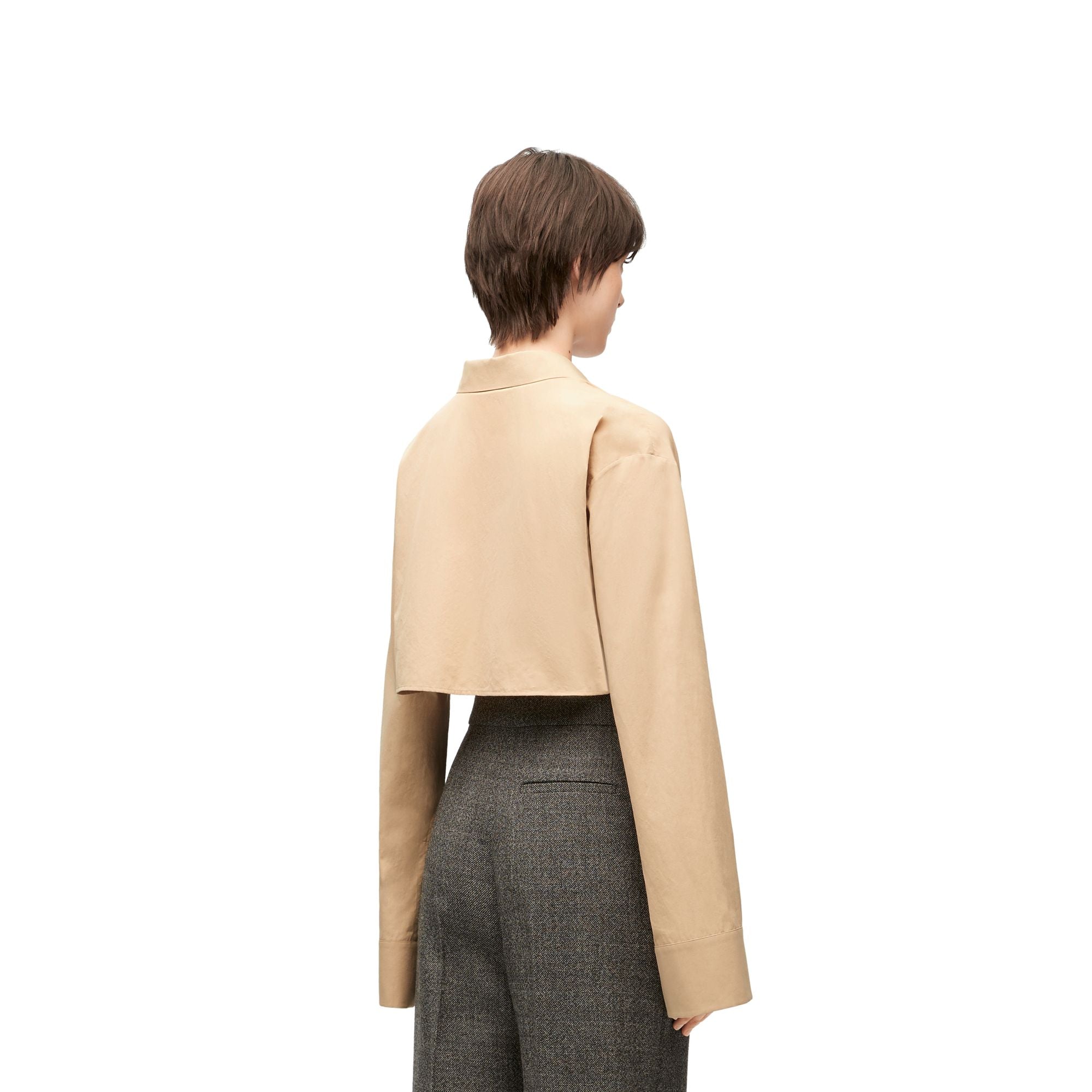 Women Cropped Shirt - Cafe Latte