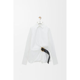 Women Belted Shirt - Optic White