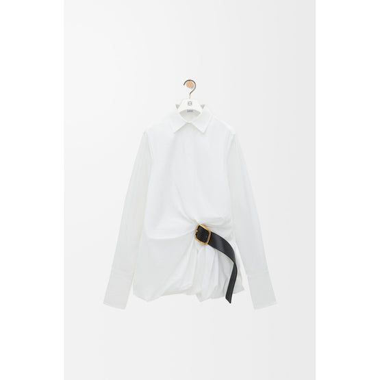 Women Belted Shirt - Optic White