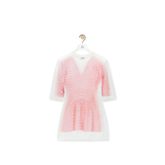 Women Short Sleeve Top - Pink/White