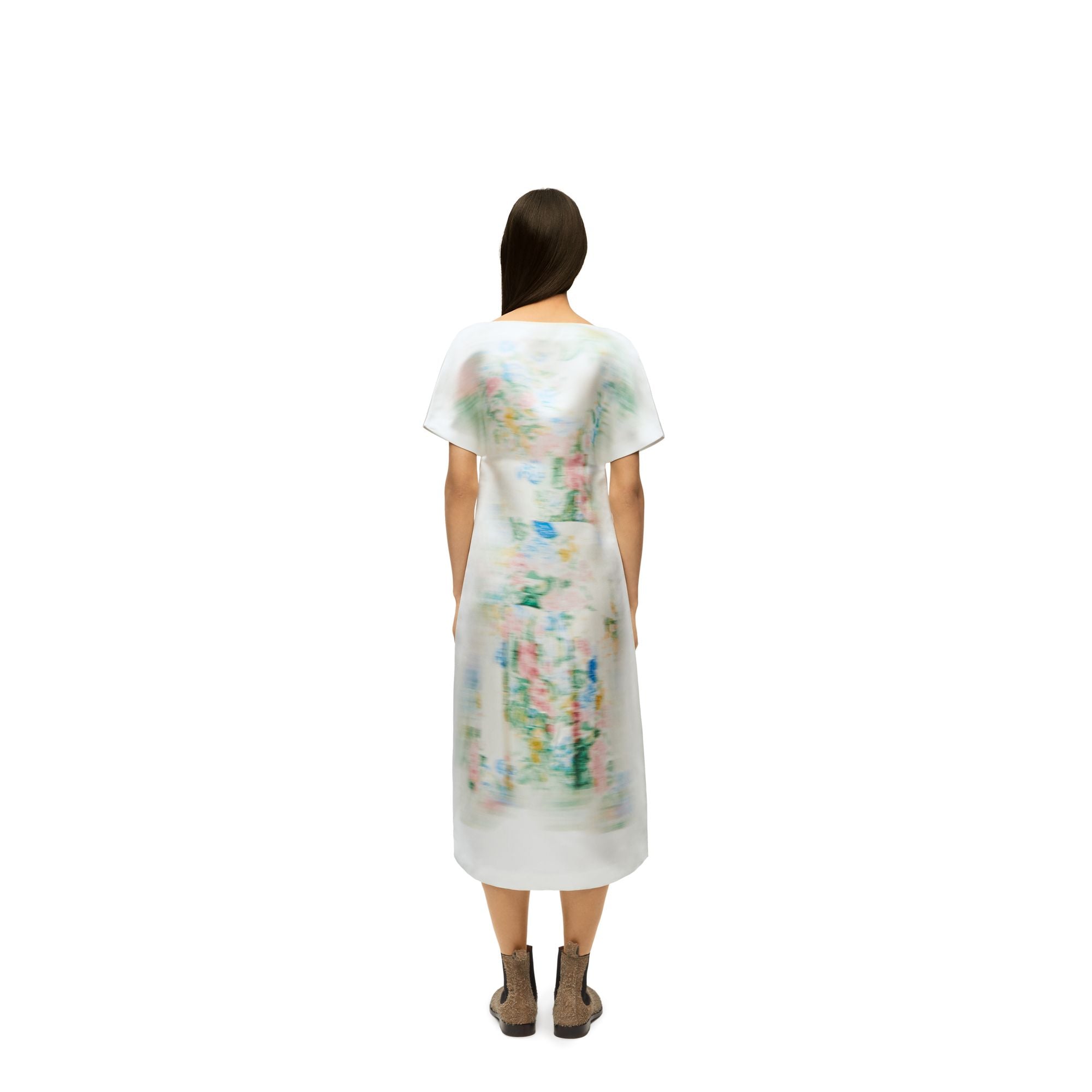 Women Blurred Dress - White/Multicolor