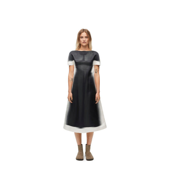 Women Blurred Dress - Black/White