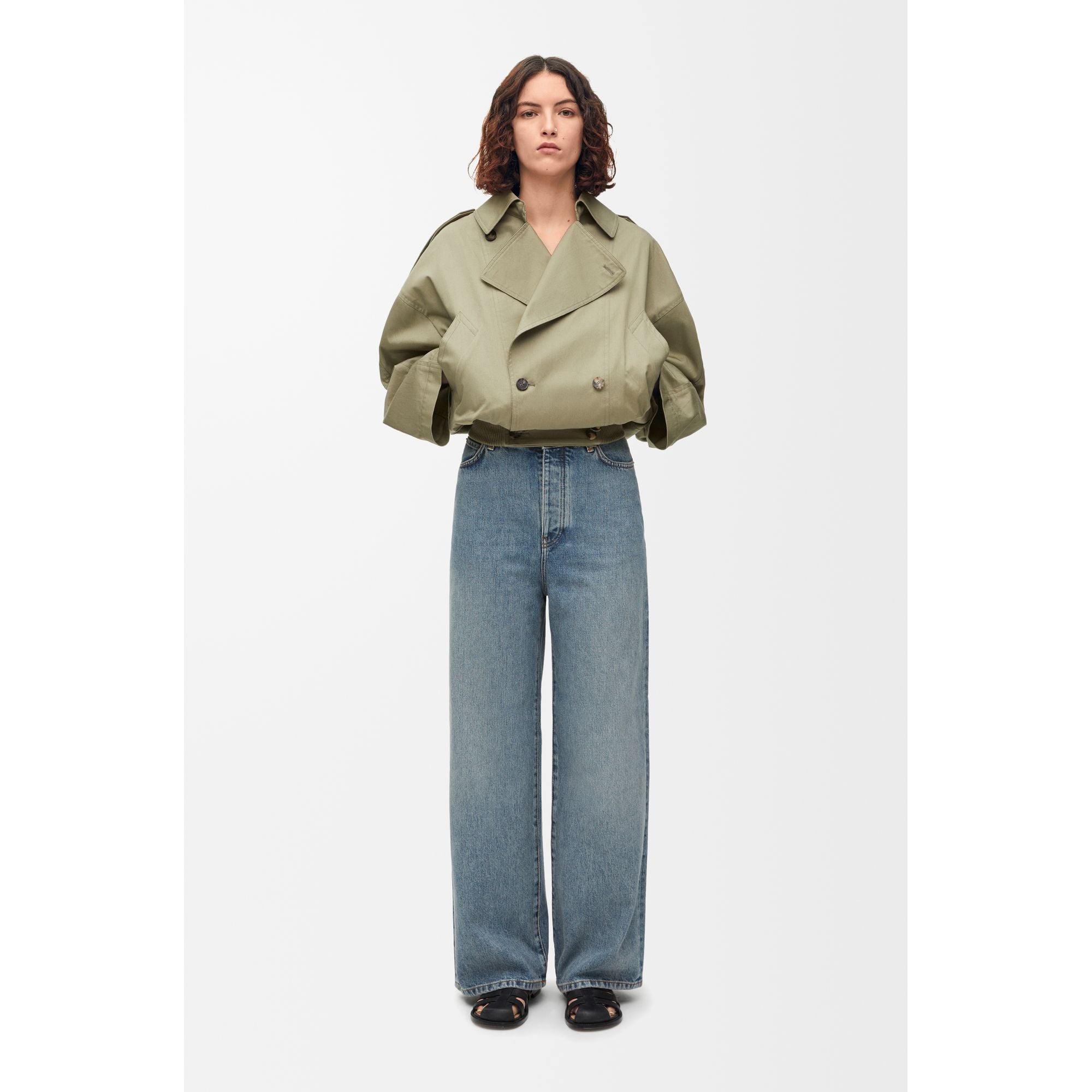 Women High Waisted Jeans Af - Washed Blue