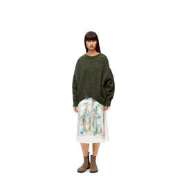 Women Trompe L'Oeil Sweater - Khaki Green Melange