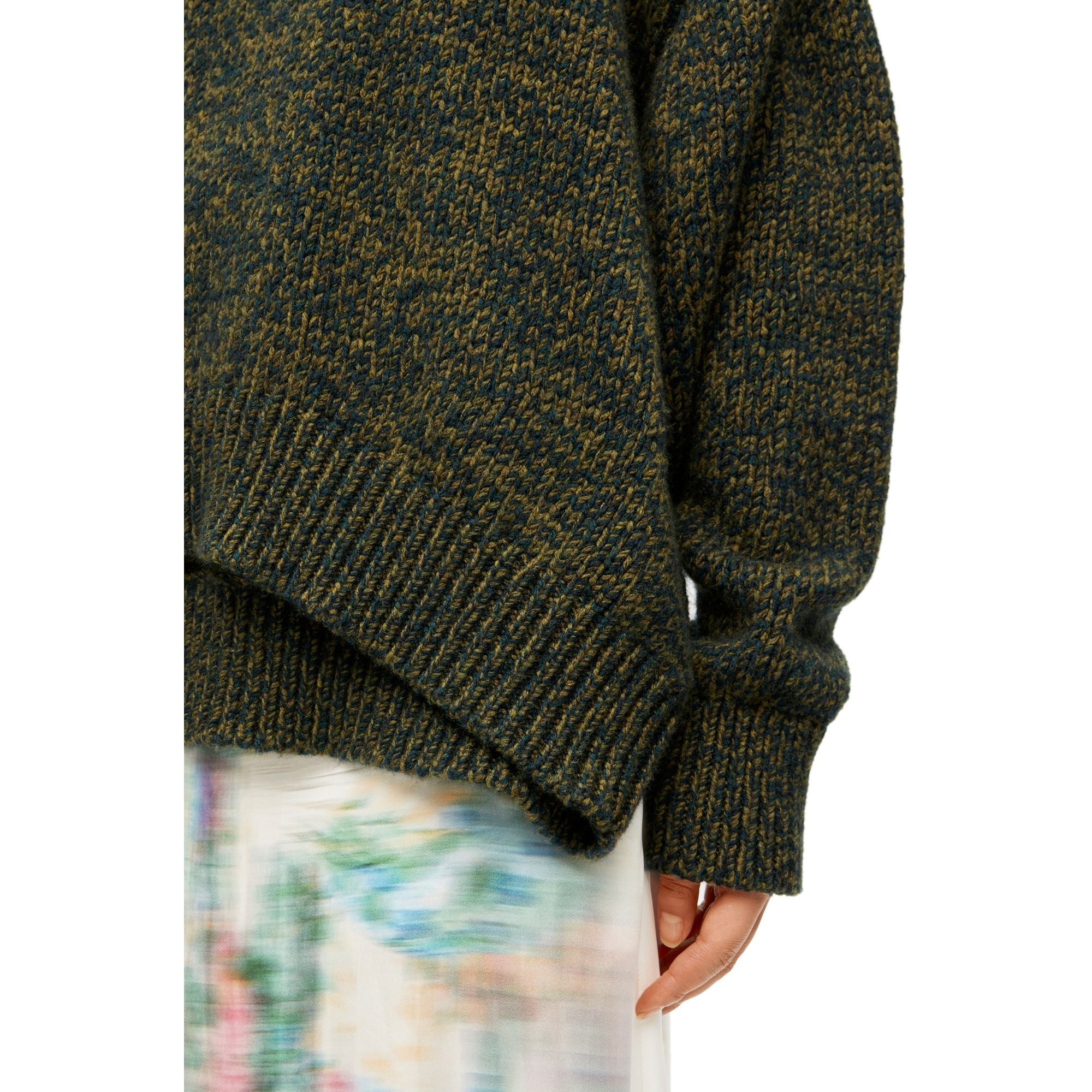 Women Trompe L'Oeil Sweater - Khaki Green Melange