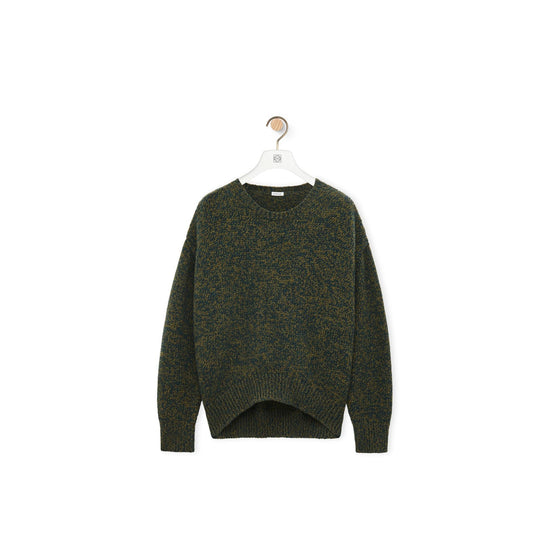 Women Trompe L'Oeil Sweater - Khaki Green Melange