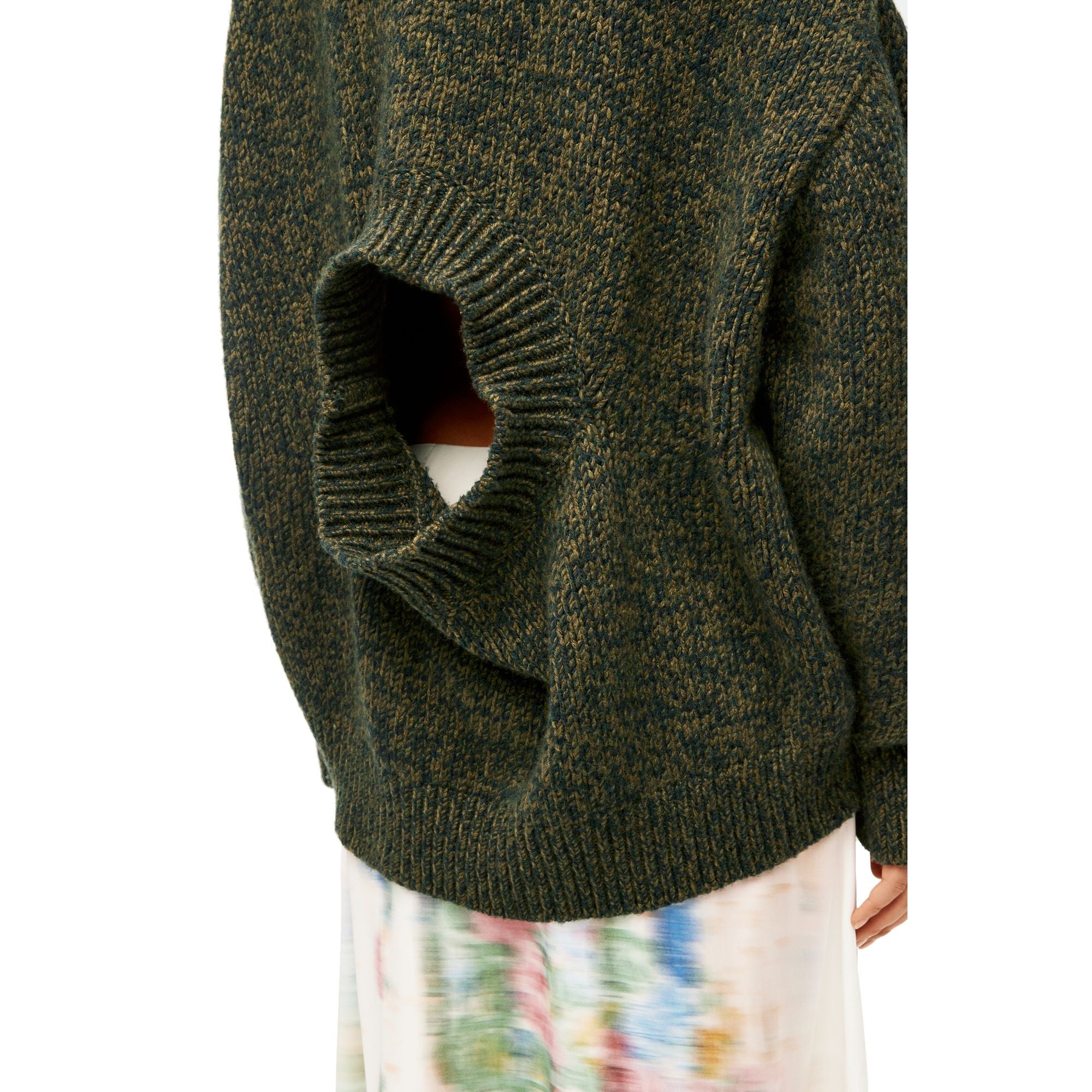 Women Trompe L'Oeil Sweater - Khaki Green Melange