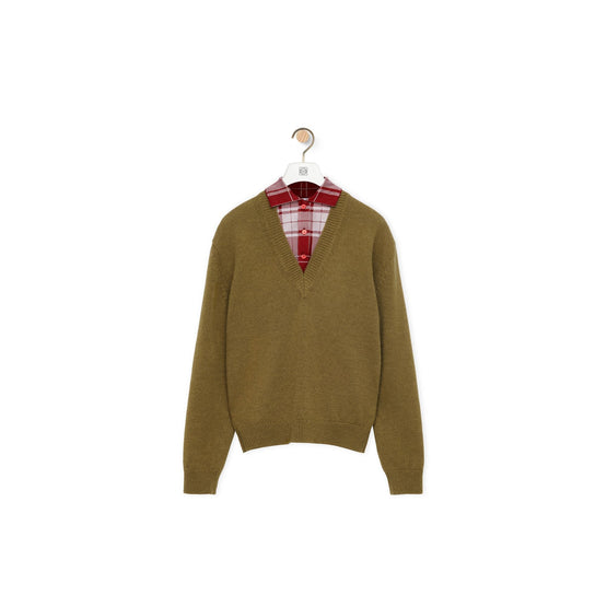 Women Trompe L'Oeil Sweater - Green/Red