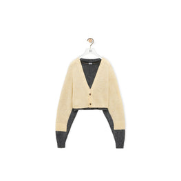 Women Cropped Cardigan - Yellow/Grey