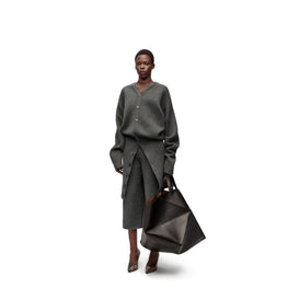 Women Draped Long Coat - Dark Grey