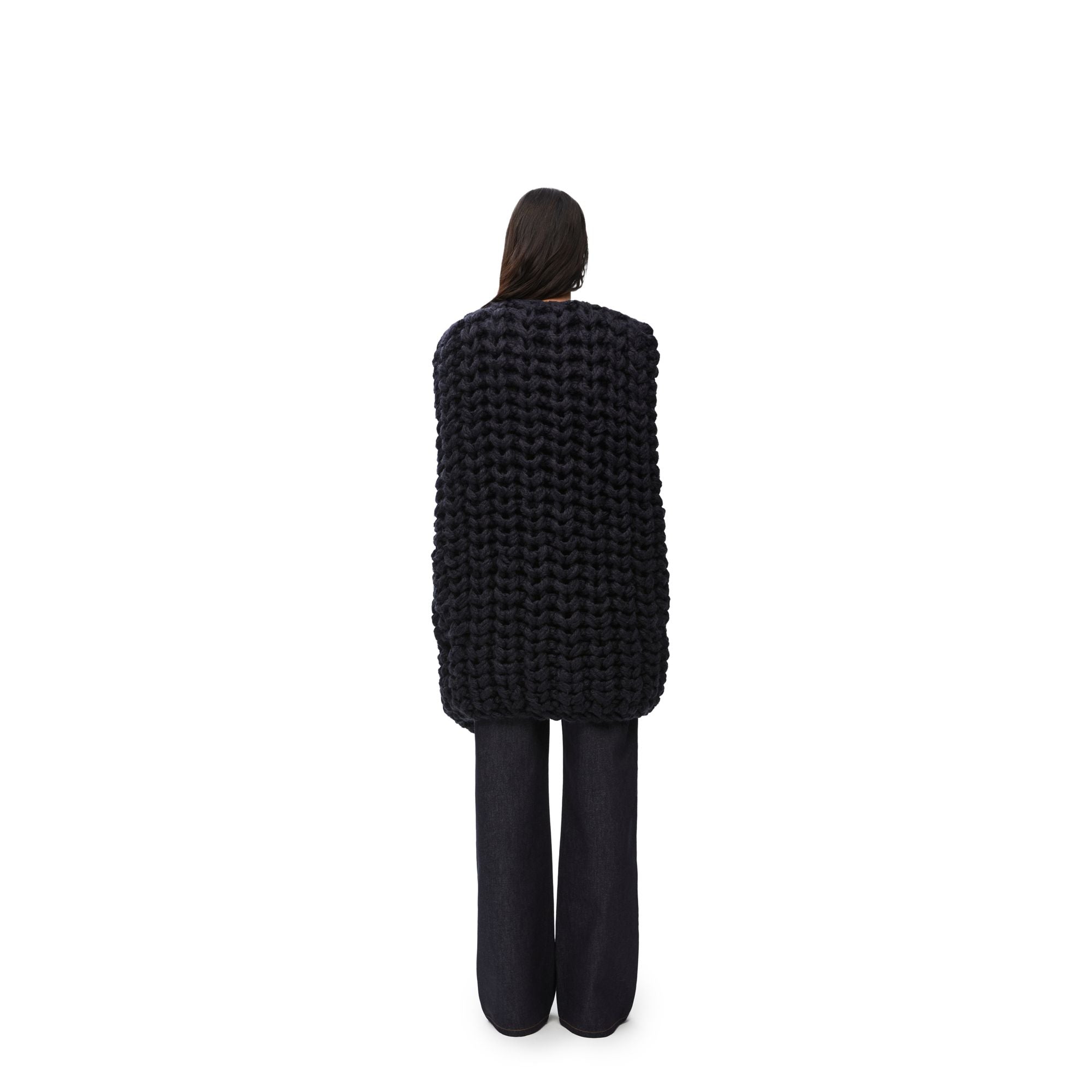 Women Sleeveless Cape - Navy Blue