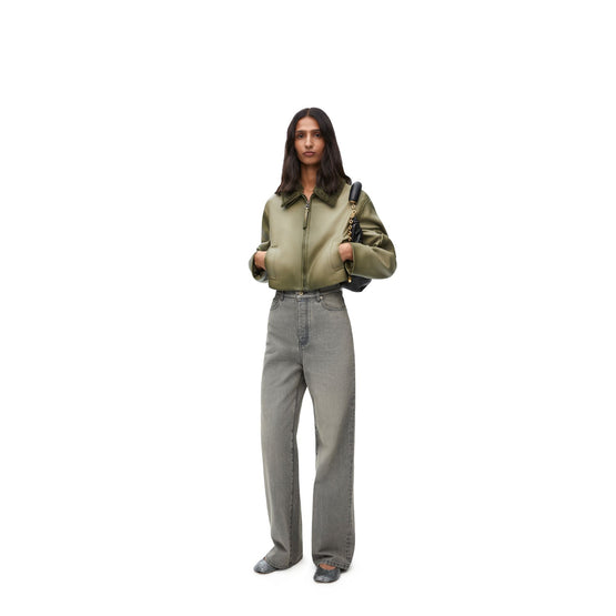 Women Cropped Jacket - Military Green