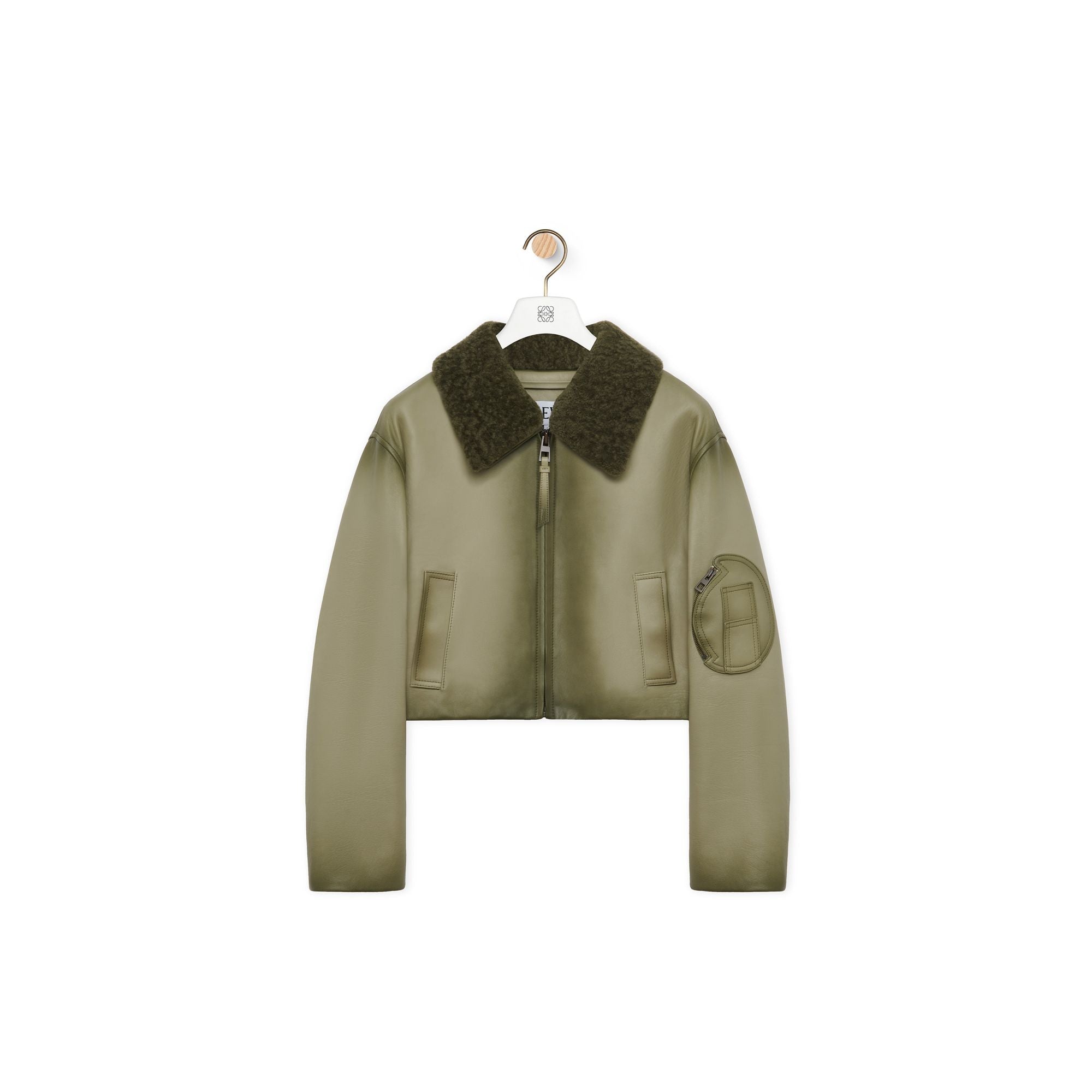 Women Cropped Jacket - Military Green