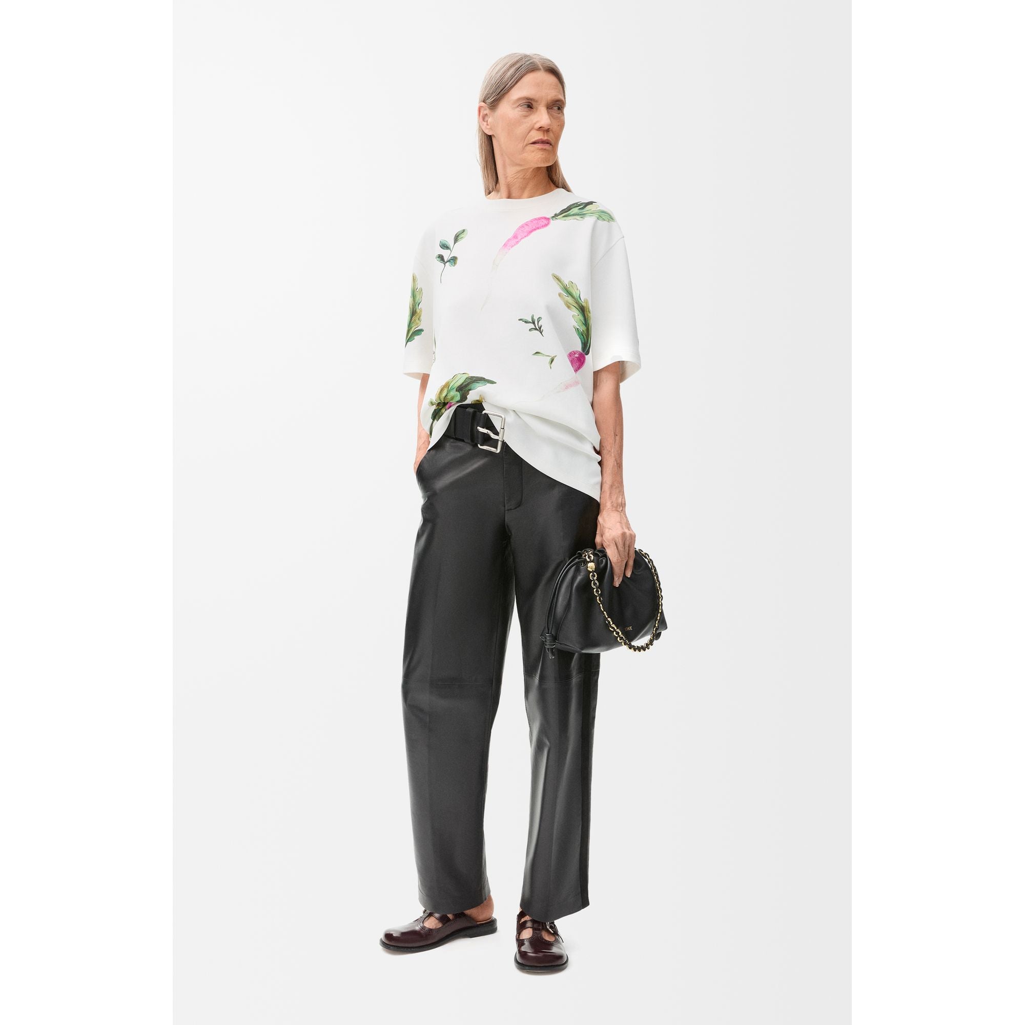 Women Oversized Fit T-Shirt - White/Multicolor