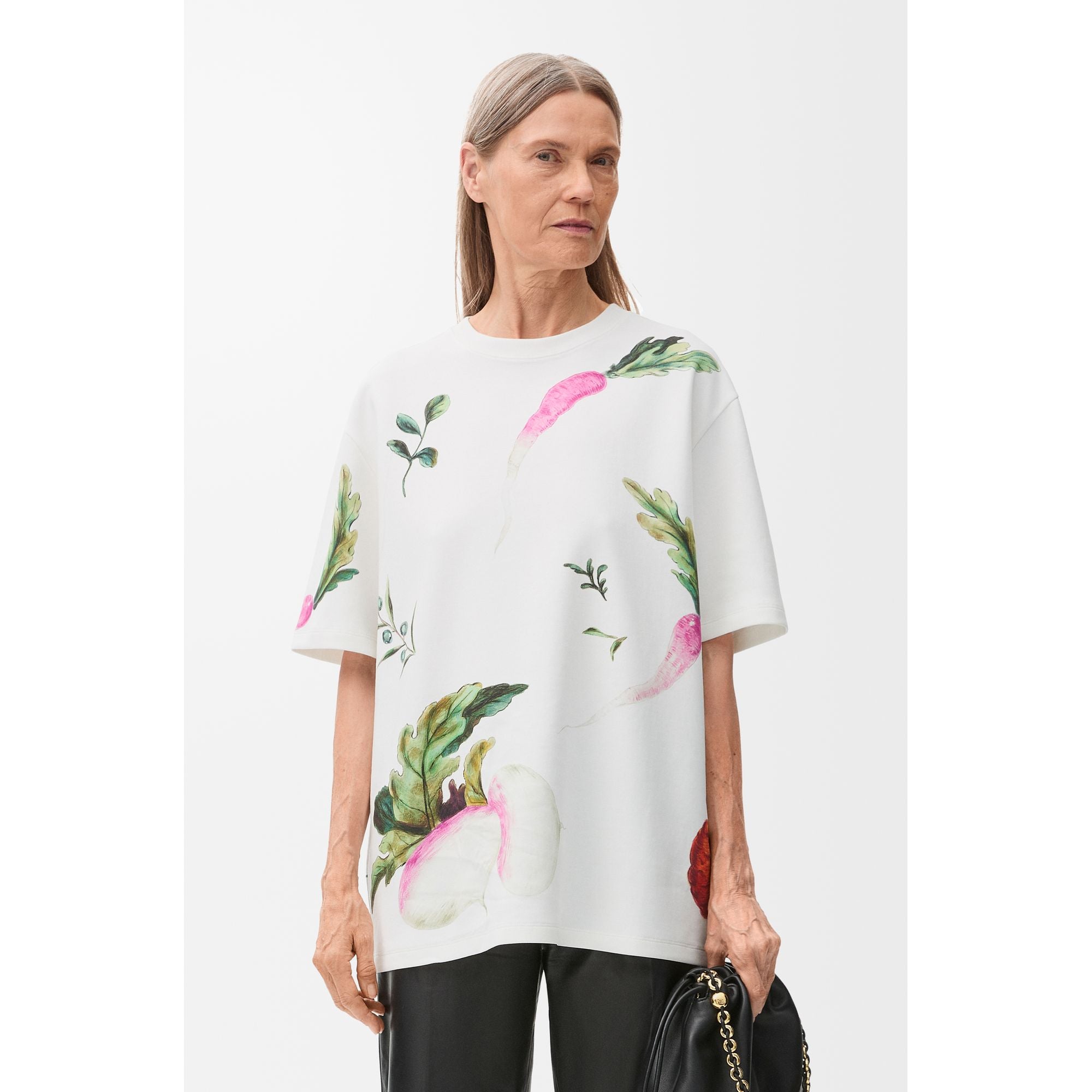 Women Oversized Fit T-Shirt - White/Multicolor