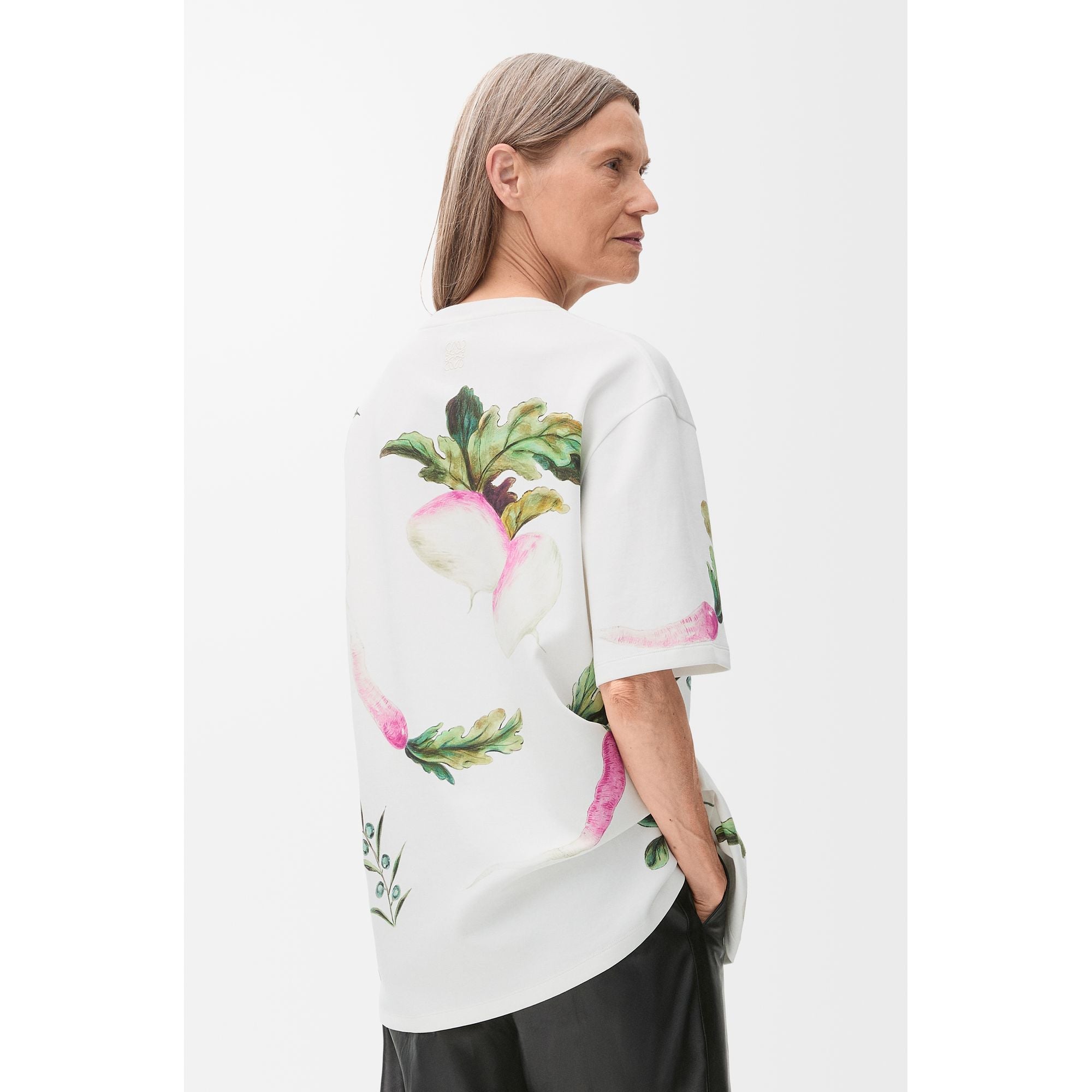 Women Oversized Fit T-Shirt - White/Multicolor