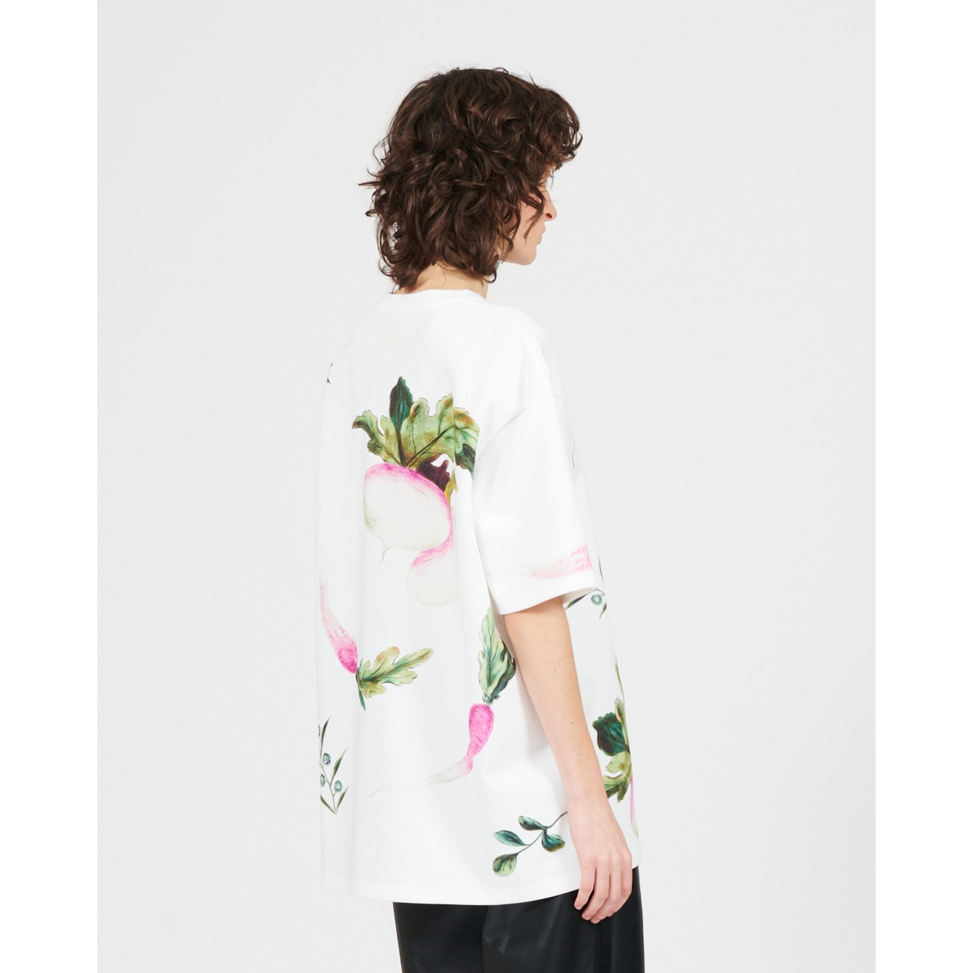 Women Oversized Fit T-Shirt - White/Multicolor