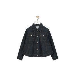 Women Short Trapeze Jacket - Blue Denim