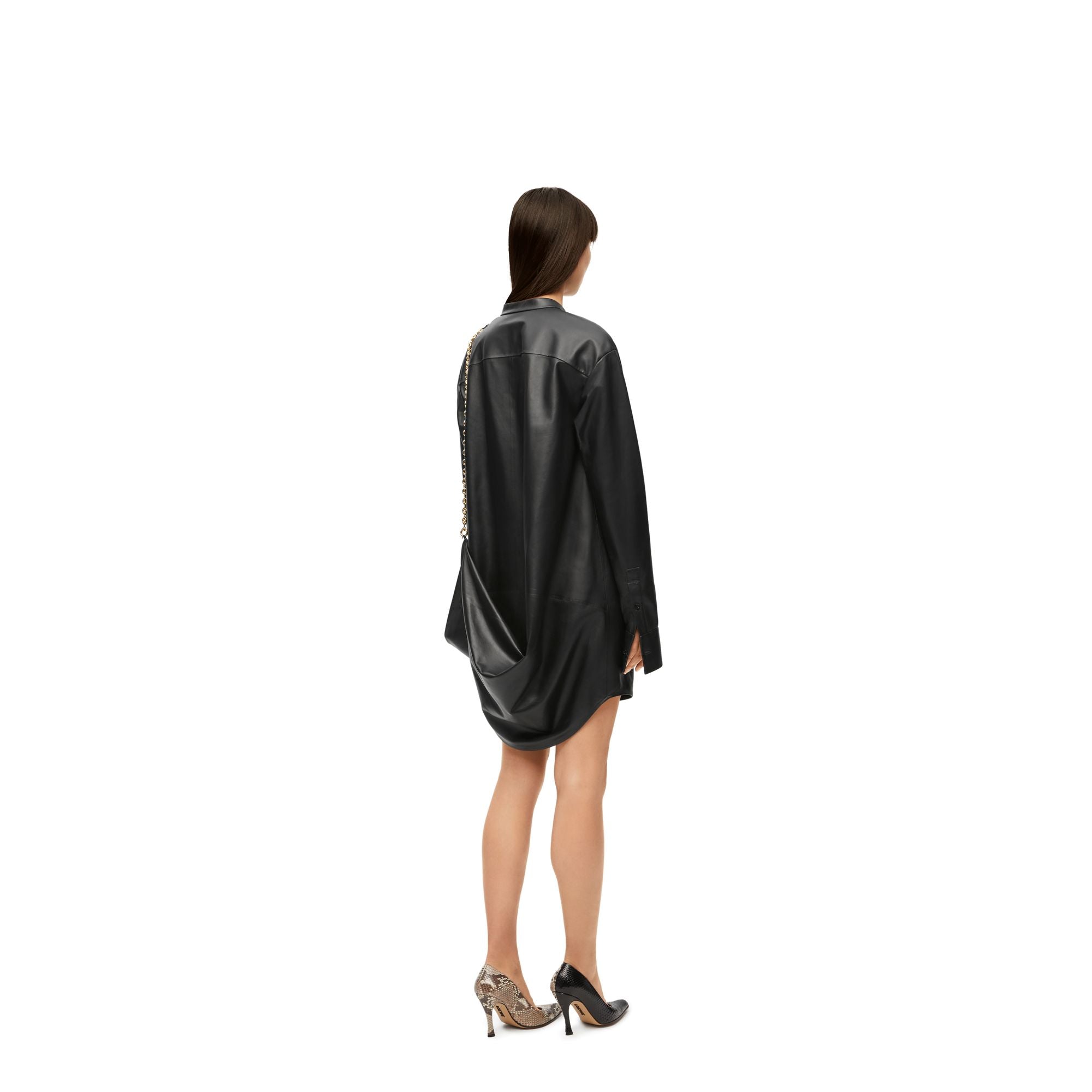 Women Chain Shirt Dress - Black