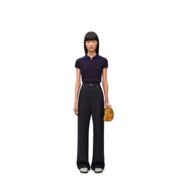 Women Polo Sweater - Burgundy/Navy