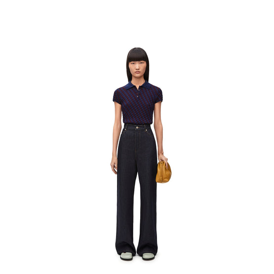 Women Polo Sweater - Burgundy/Navy