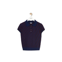 Women Polo Sweater - Burgundy/Navy