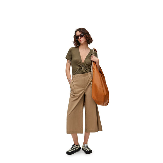 Women Cropped Trousers - Havana